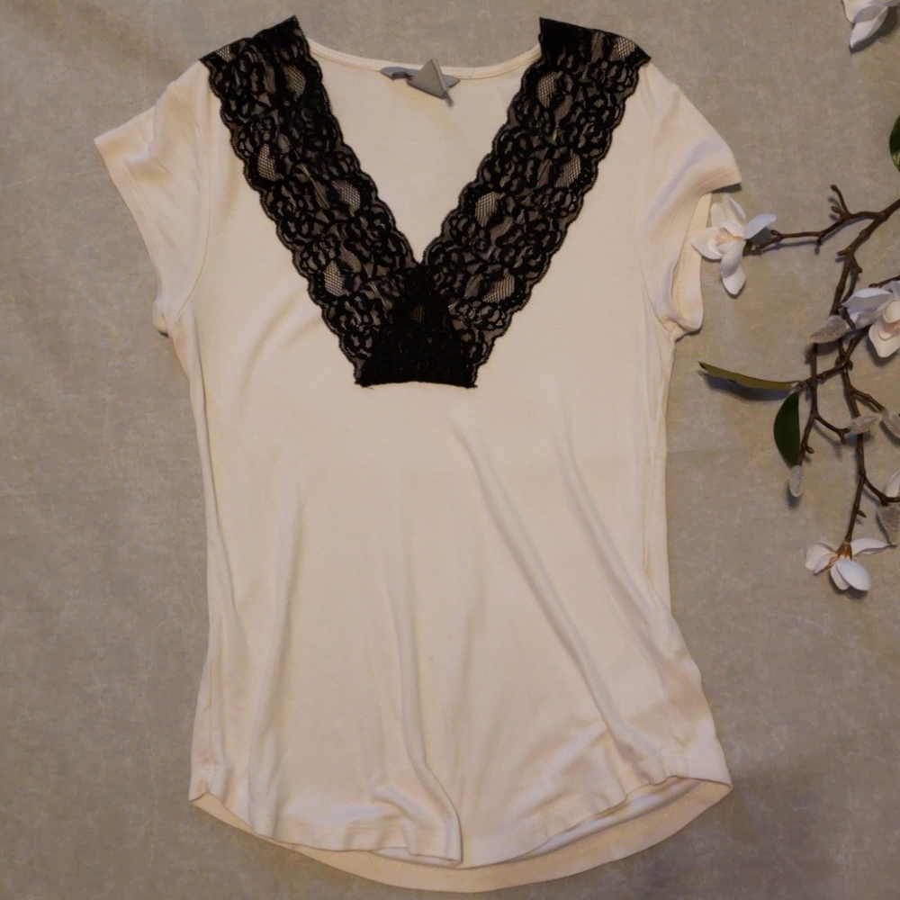 White top with black lace